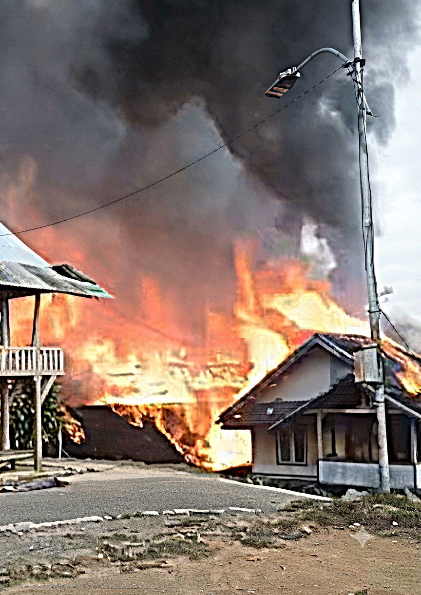 Kebakaran Hebat Hanguskan Kampung Adat Kasepuhan Ciptamulya Sukabumi, Warga Panik Selamatkan Diri